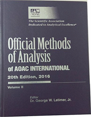 OFFICIAL METHODS OF ANALYSIS 20TH EDITION (2016)